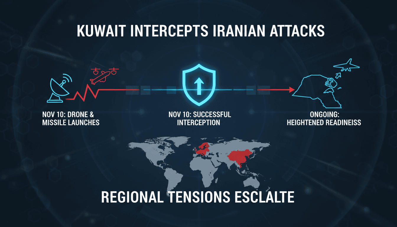 Kuwaiti military personnel monitoring air defense systems during drone attacks.