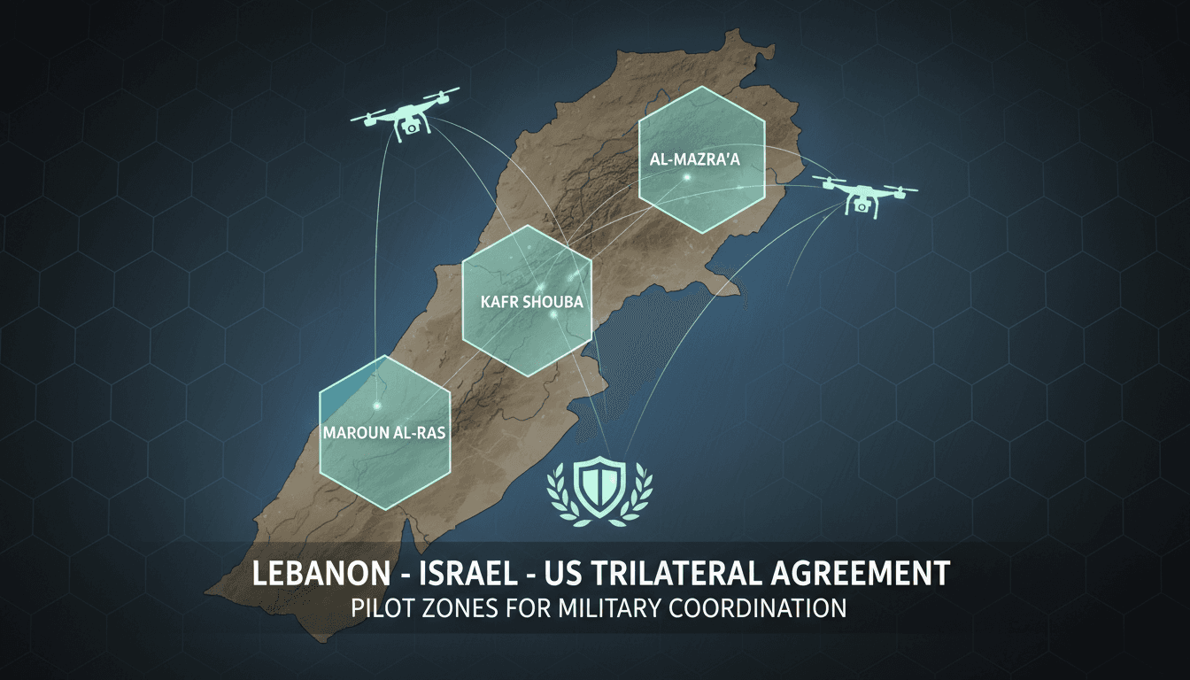 Map showing pilot zones in southern Lebanon under the trilateral agreement.