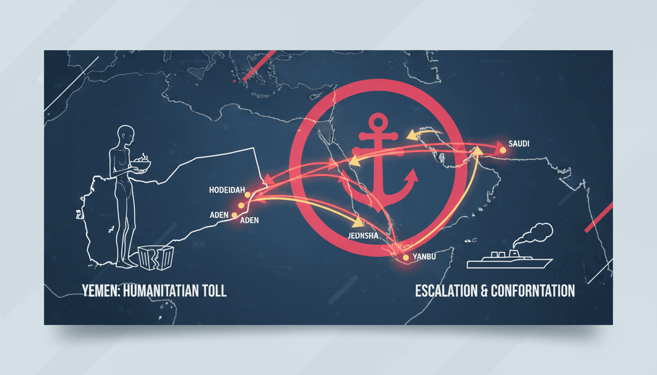 Houthi movement maritime blockade announcement graphic