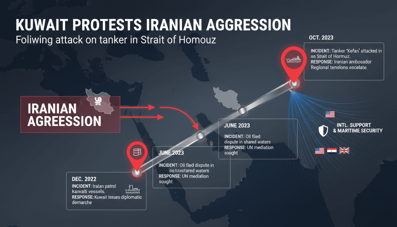 Kuwaiti tanker 'Kefan' navigating the Strait of Hormuz under threat.