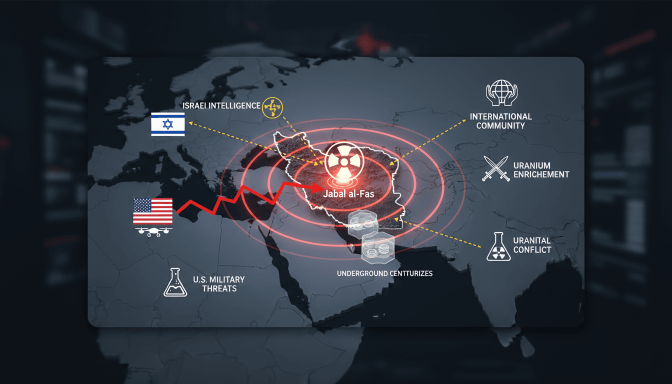 Map highlighting the location of Iran's Jabal al-Fas nuclear facility and its strategic importance.