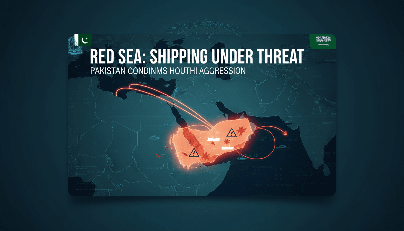 Map highlighting the Red Sea and maritime routes affected by Houthi threats.