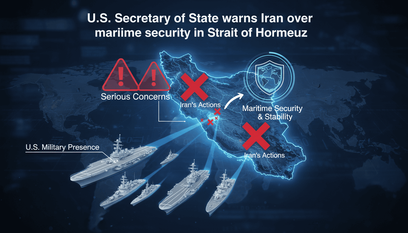 U.S. Secretary of State Marco Rubio addressing maritime security concerns in the Strait of Hormuz.