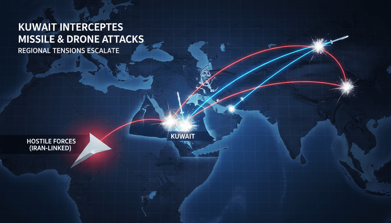 Kuwait military intercepting missile and drone threats