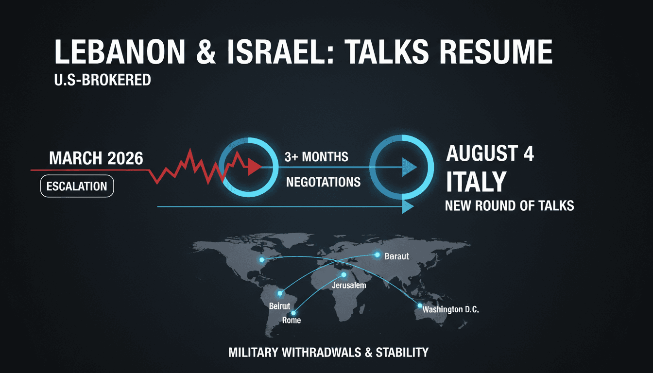 Lebanon and Israel flags with a backdrop of Italy's landscape