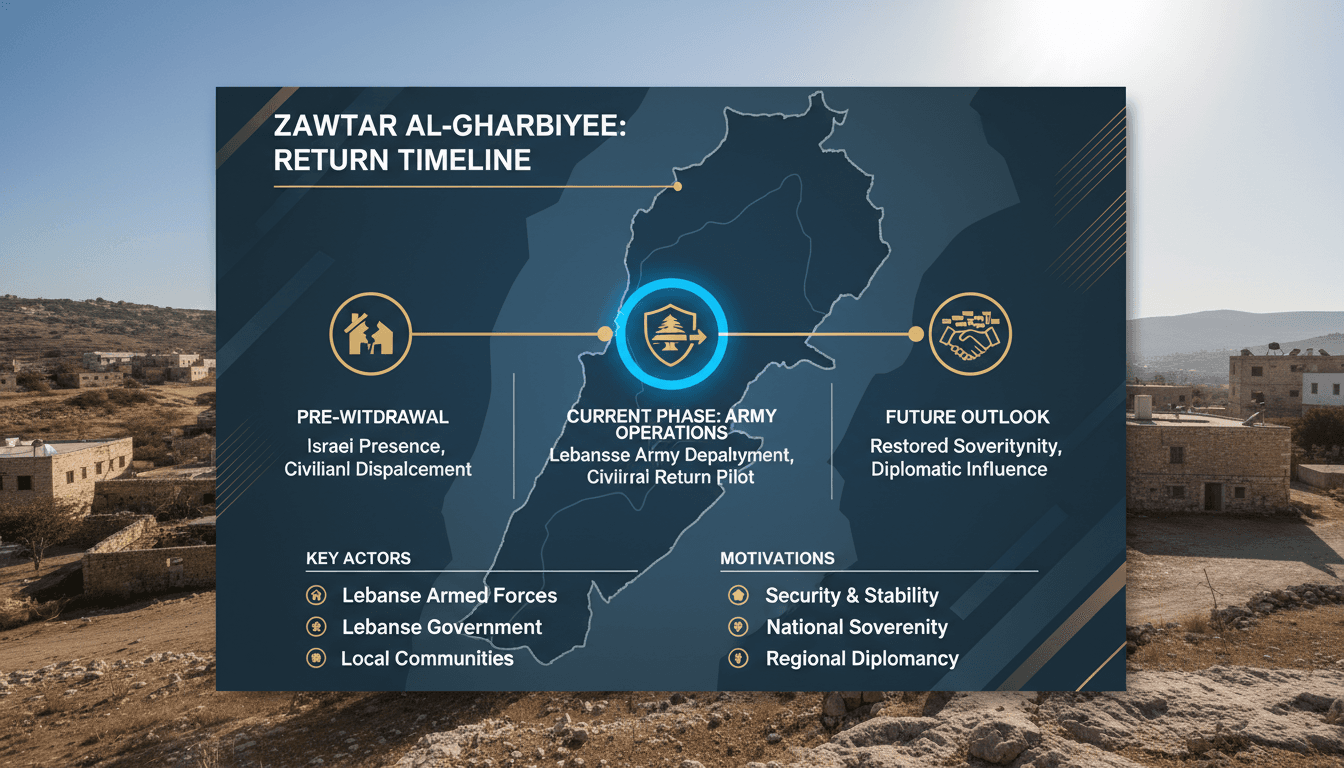 Lebanese Army operations in Zawtar al-Gharbiyeh for civilian reintegration.