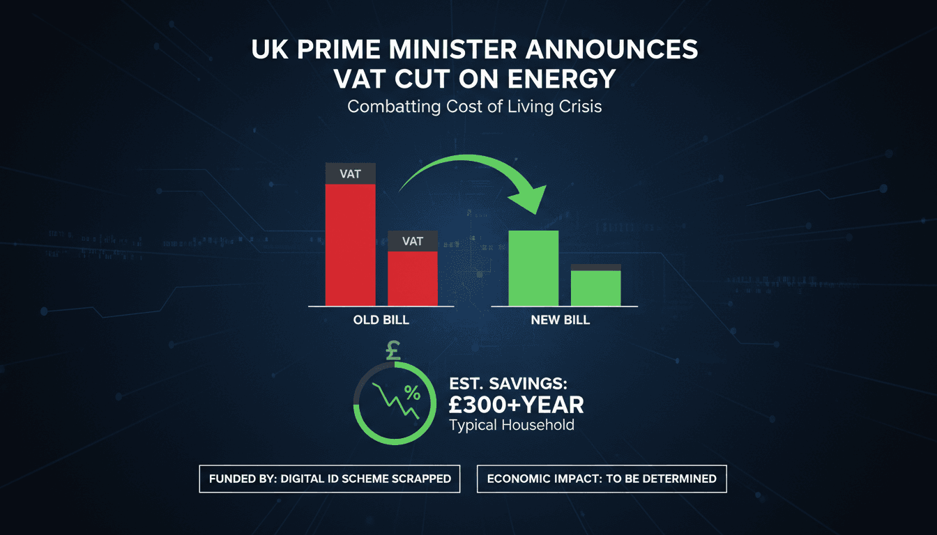 UK Prime Minister Andy Burnham announcing VAT cut on energy bills