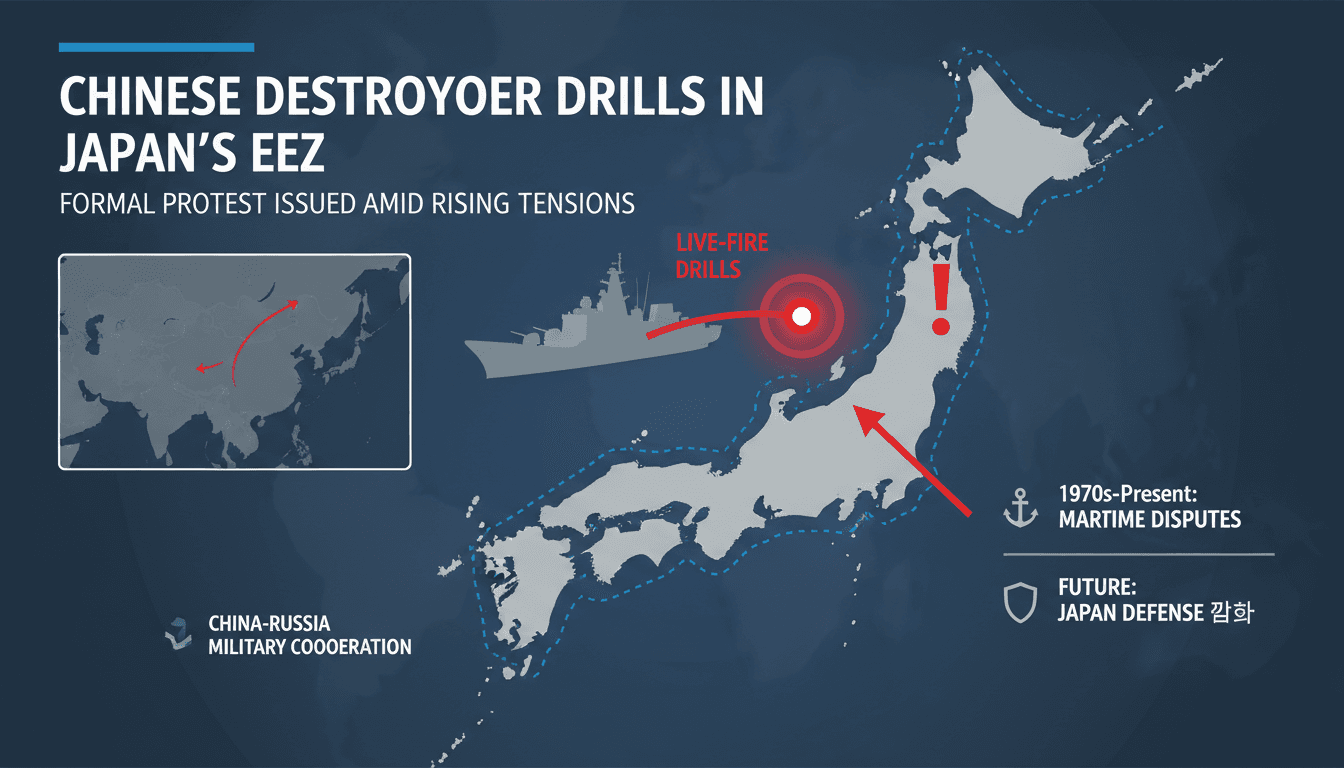 Map showing the location of Chinese live-fire drills in Japan's EEZ near Okinotori.