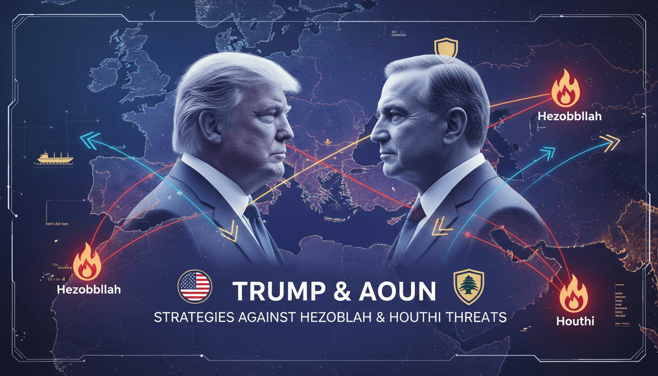 President Trump and Lebanese President Joseph Aoun during their meeting on regional security issues.