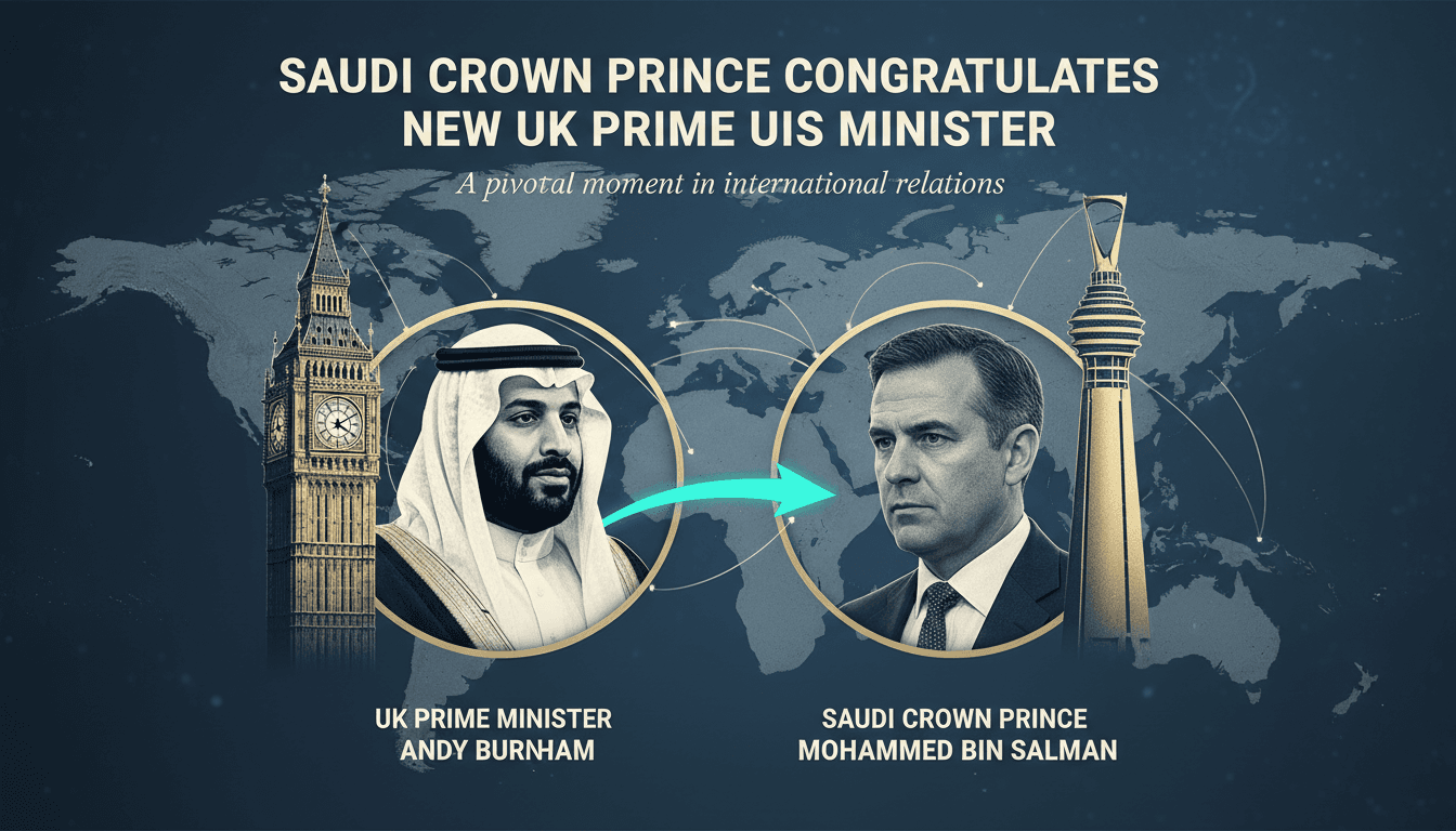 Crown Prince Mohammed bin Salman congratulating UK Prime Minister Andy Burnham