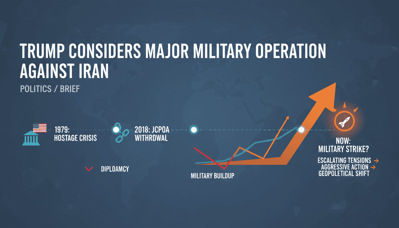 President Trump discussing military options regarding Iran.