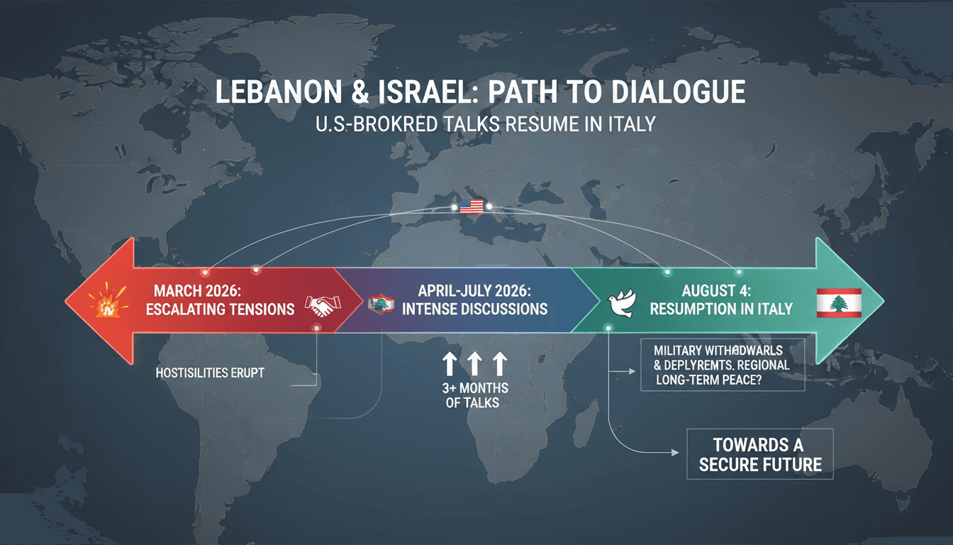 Lebanon and Israel flags with a backdrop of Italy's landscape