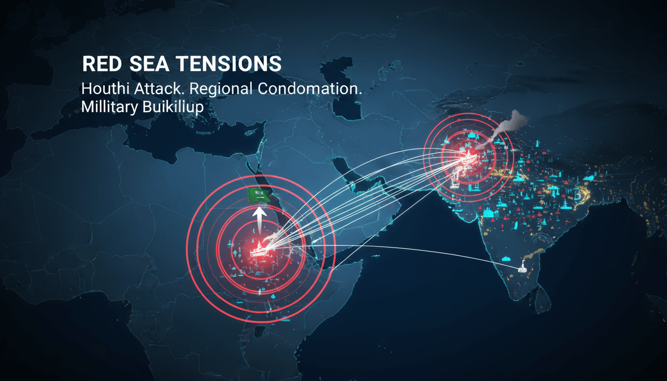 Map of the Red Sea highlighting shipping routes and recent Houthi attack locations.