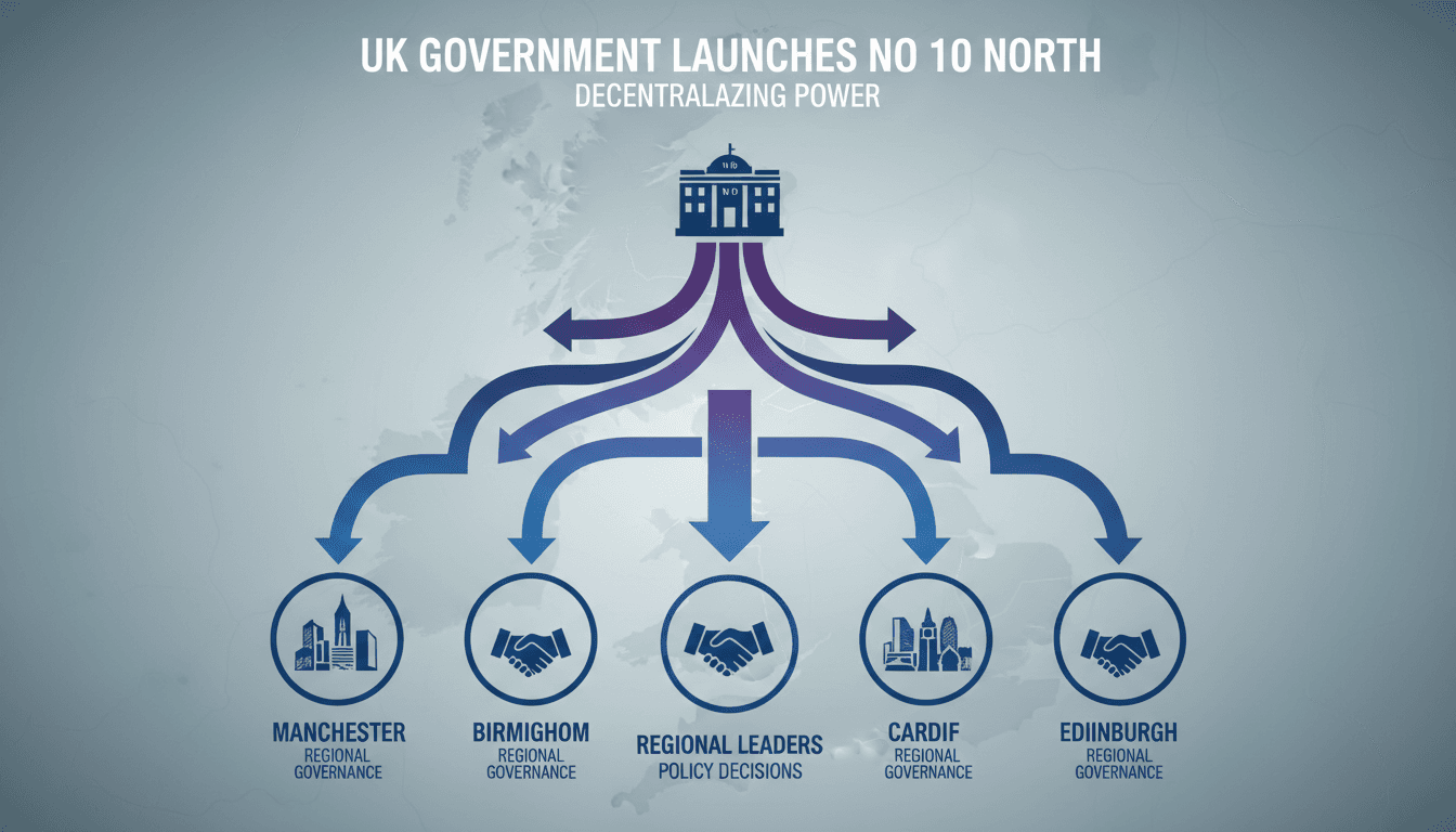 A visual representation of the No 10 North initiative and its impact on UK governance.