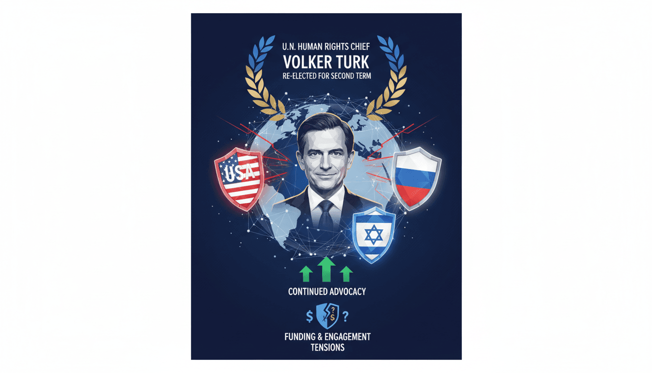 Volker Turk addressing the U.N. General Assembly during his re-election.