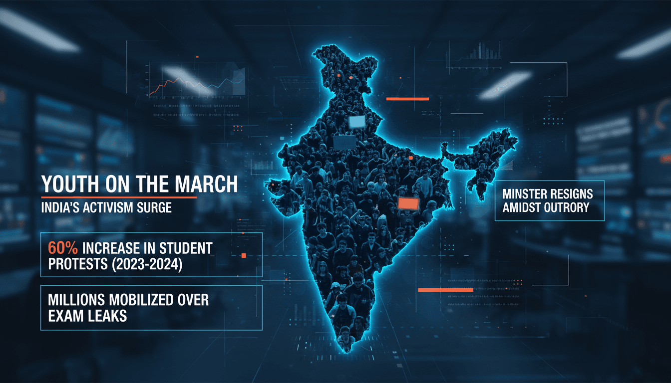 Protesters rallying for accountability in India's education system.