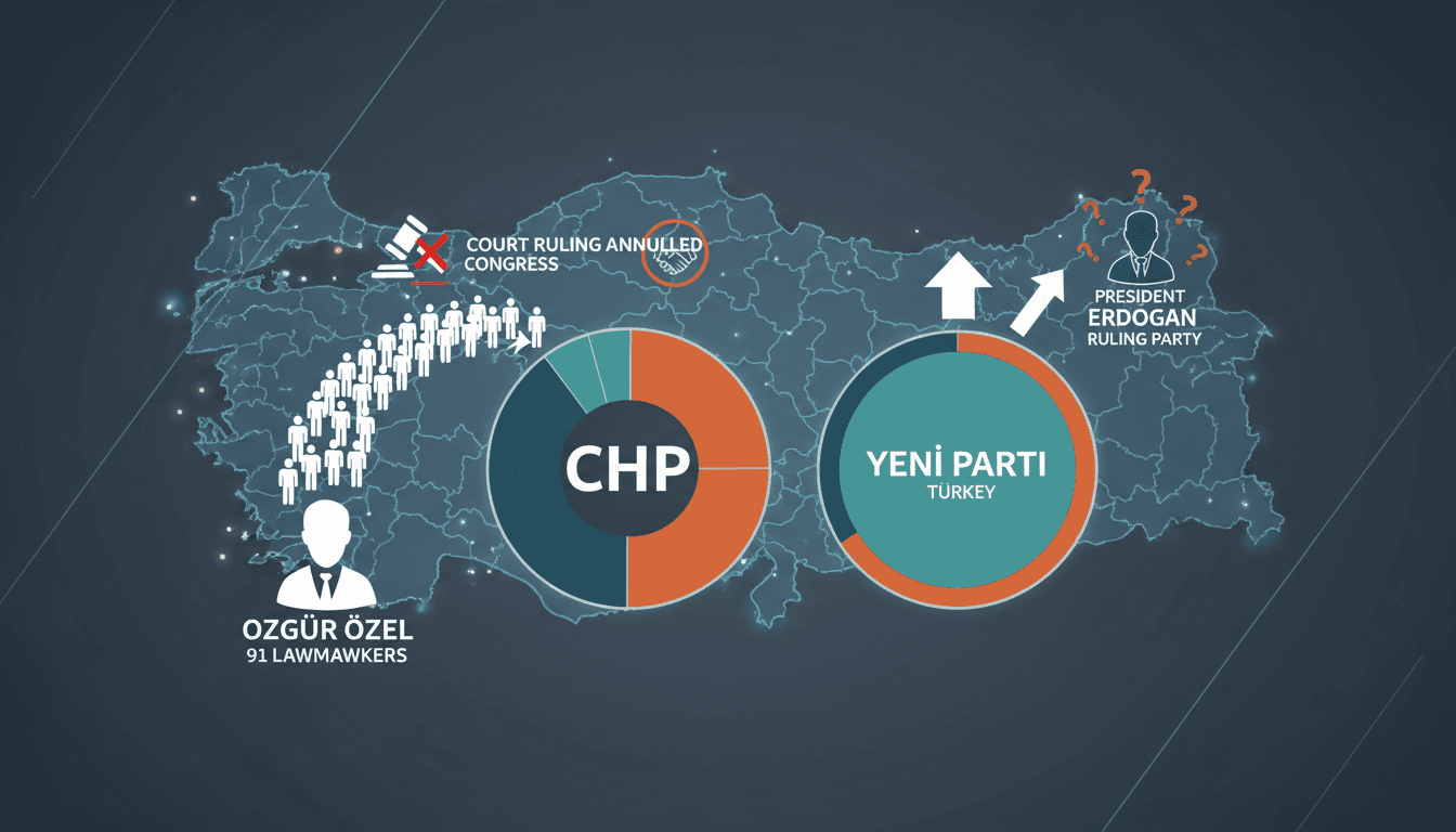 Ozgur Ozel announcing his resignation from the CHP in Turkey.