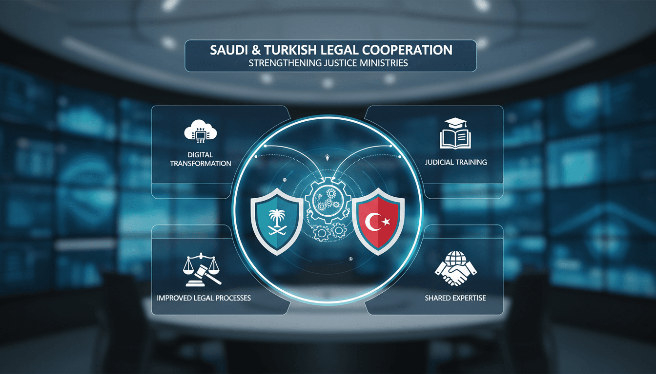 Saudi and Turkish Justice Ministers discussing legal cooperation.