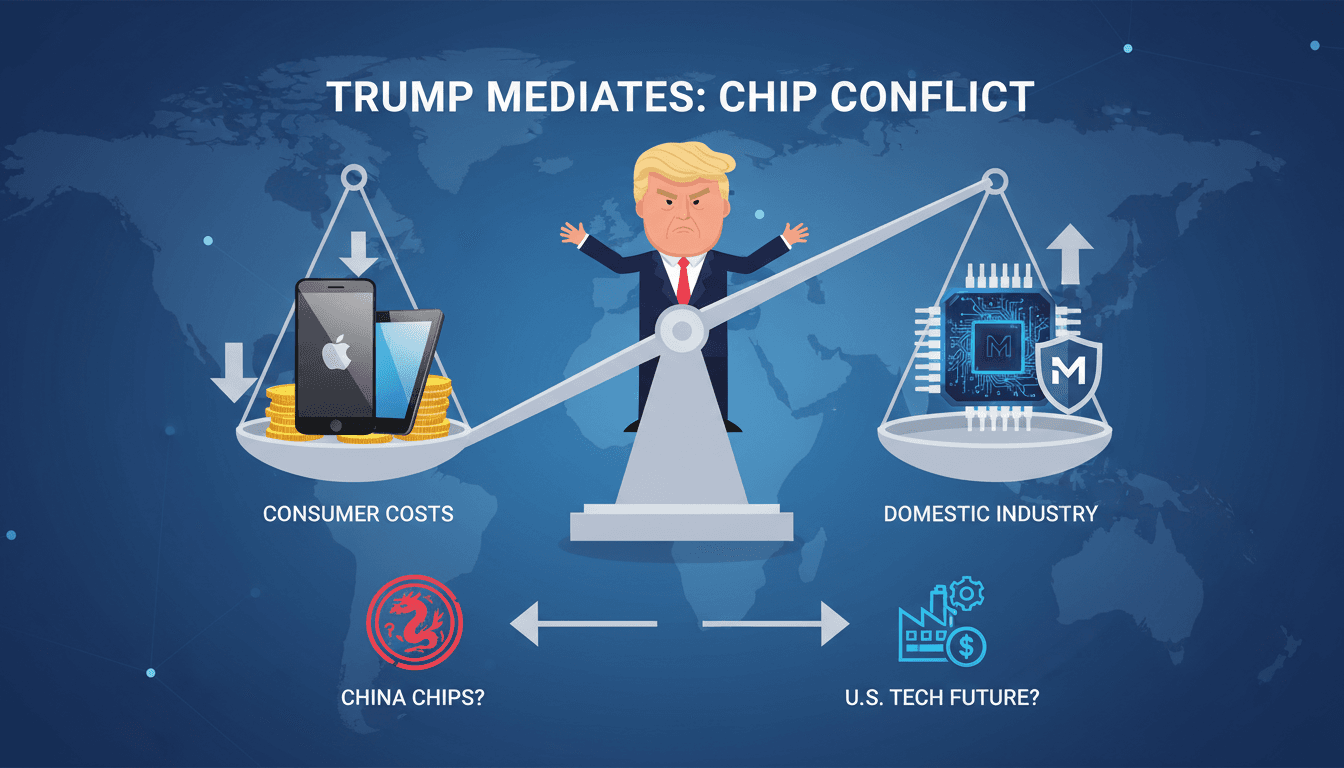 President Trump mediating a technology industry conflict between Apple and Micron.