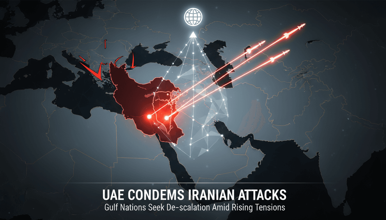 Map highlighting the Gulf region and the nations affected by Iranian attacks.