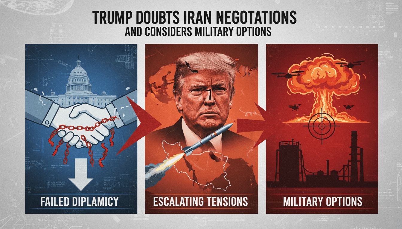 President Trump discussing Iran negotiations and military options.