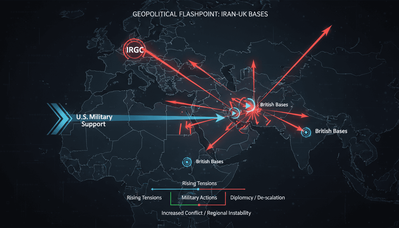 Map showing Iranian Revolutionary Guard Corps threats to British military bases