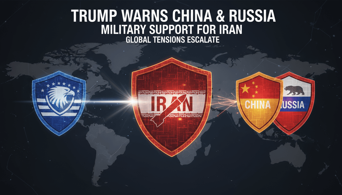 President Trump issues a warning to China and Russia regarding military support for Iran.