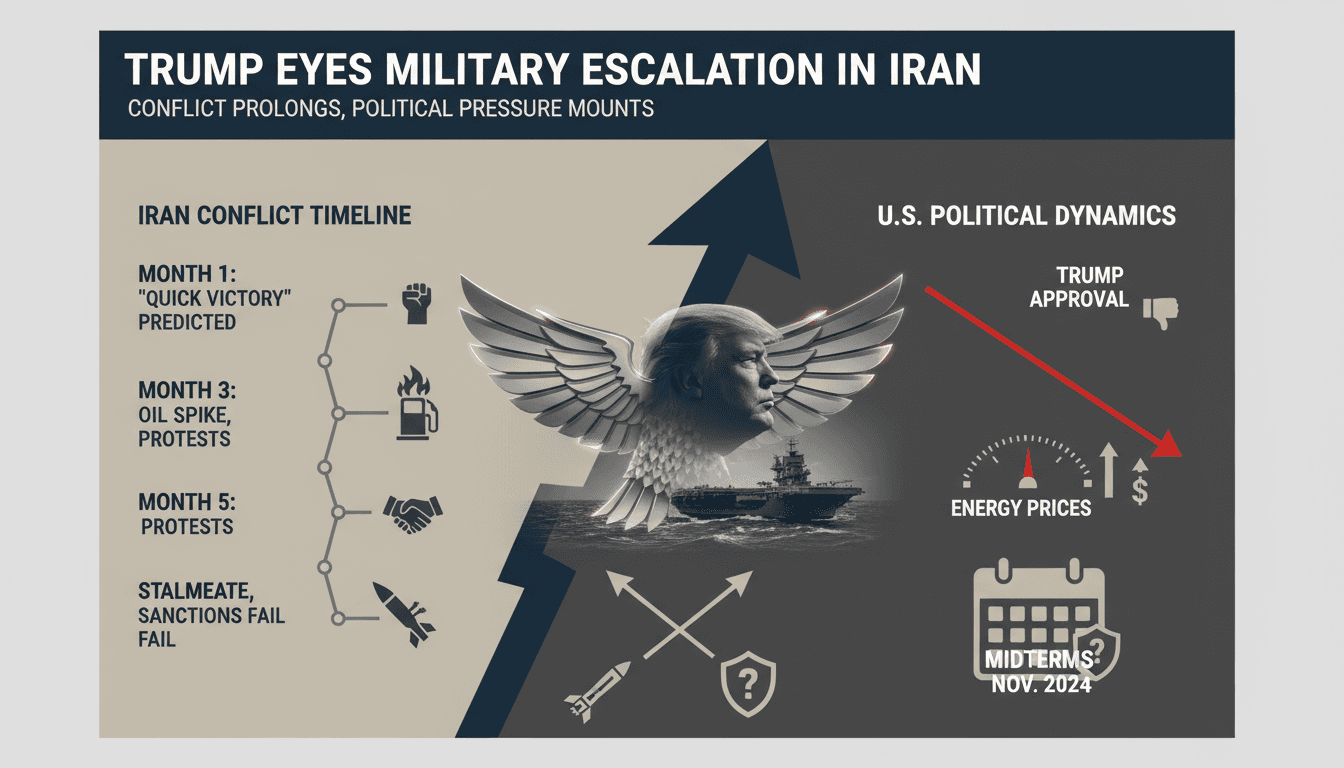 President Trump contemplating military options regarding Iran conflict.