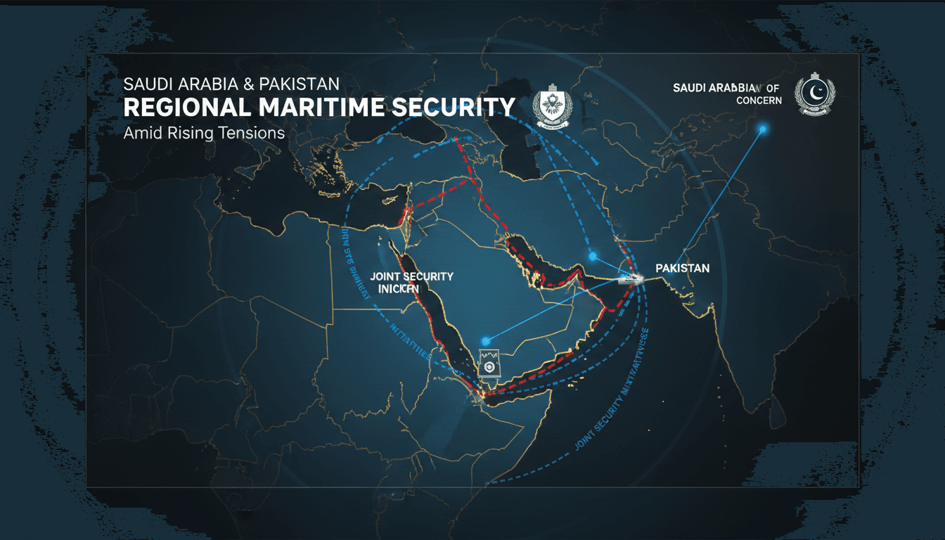 Saudi Arabia and Pakistan foreign ministers discussing maritime security.