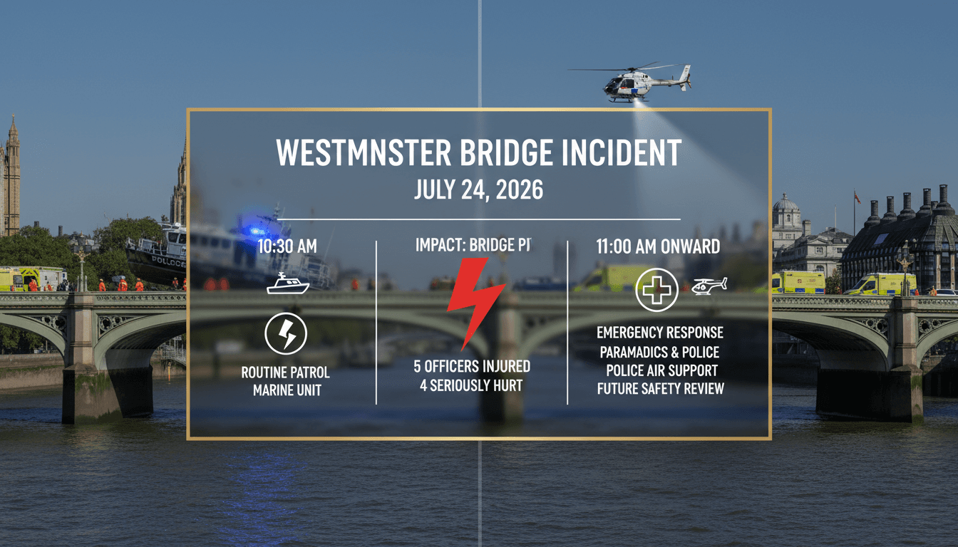 Police boat crash injures multiple officers at Westminster Bridge
