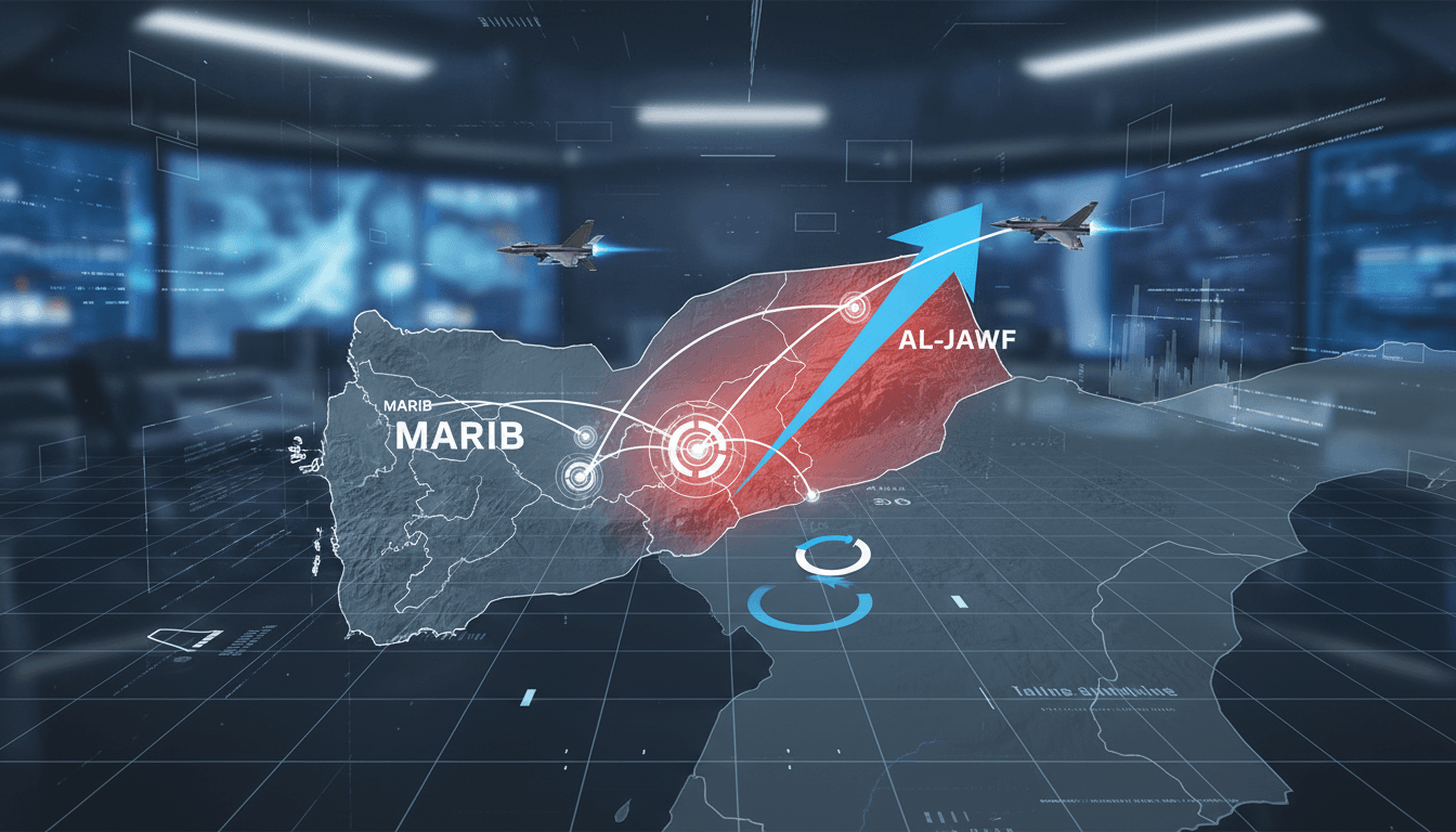 Yemeni airstrikes targeting Houthi positions in Marib and Al-Jawf.