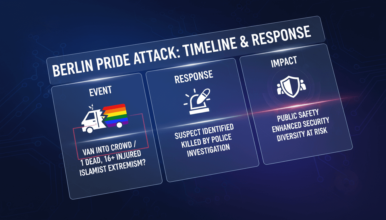 Scene from Berlin Pride festival showing aftermath of van attack