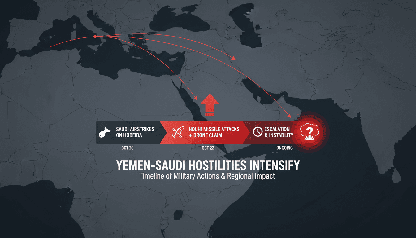 Map illustrating the conflict between Yemen's Houthis and Saudi Arabia