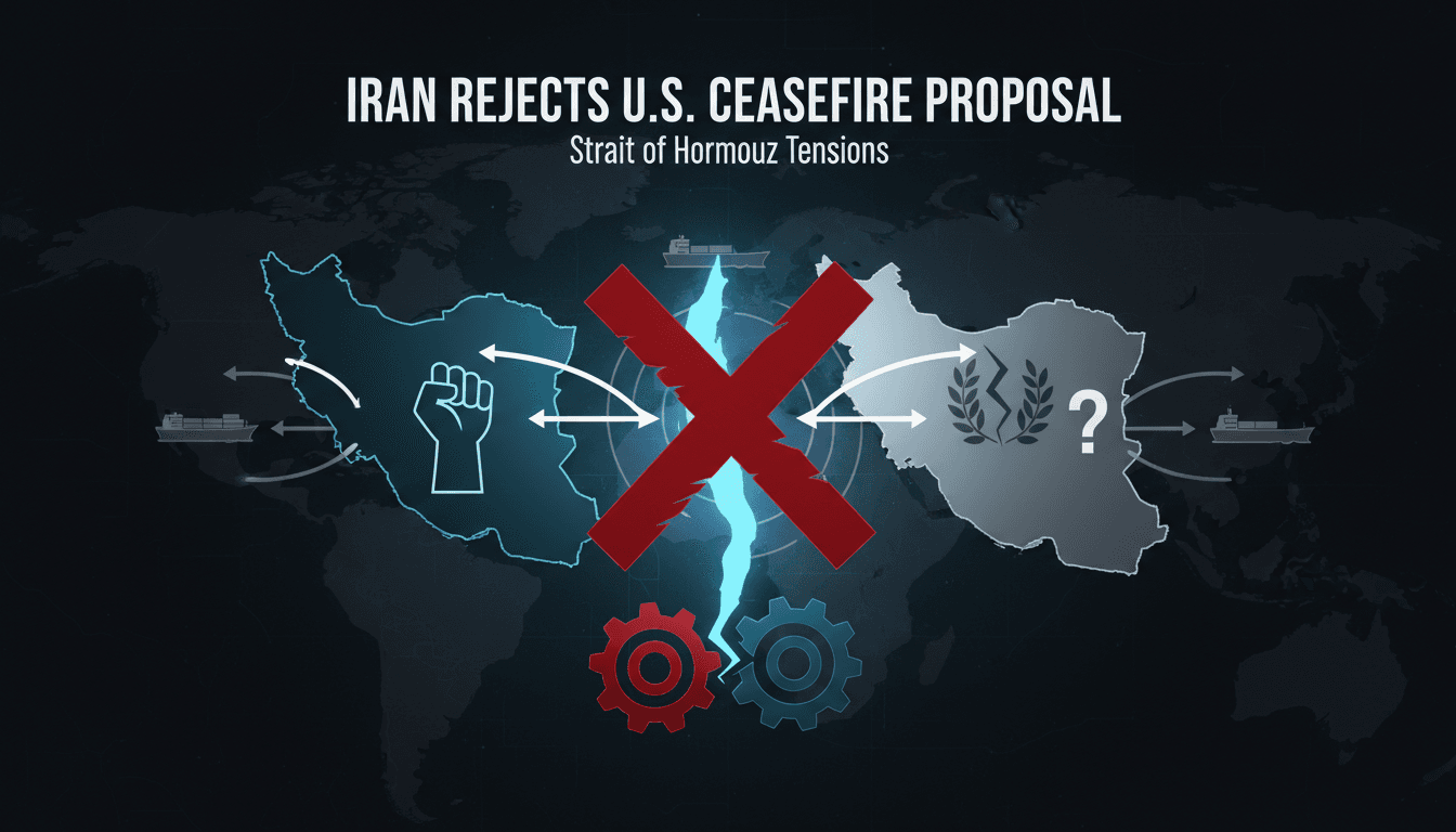 Map highlighting the Strait of Hormuz and U.S.-Iran relations.