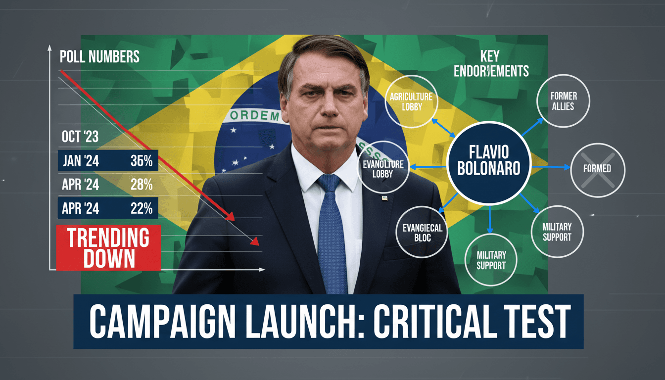 Flavio Bolsonaro speaking at his presidential campaign launch event.