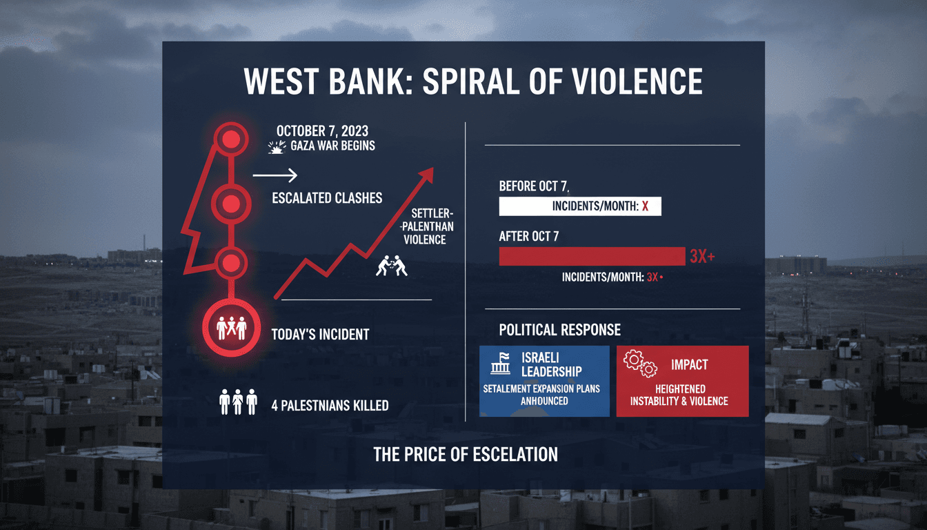 Scene of conflict in the West Bank following clash between Palestinians and Israeli settlers.
