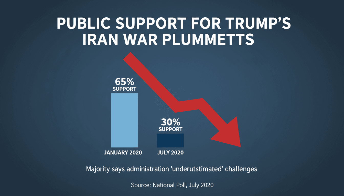 A graphic showing declining public support for the Trump administration's war with Iran.