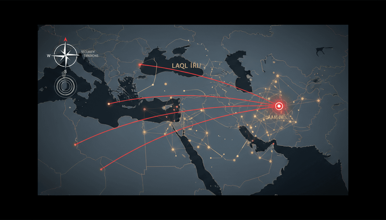 Map showing Iraq and Saudi Arabia with drone attack highlights