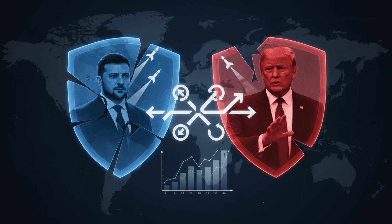 Zelenskyy and Trump meeting at the White House discussing Ukraine's air defense.