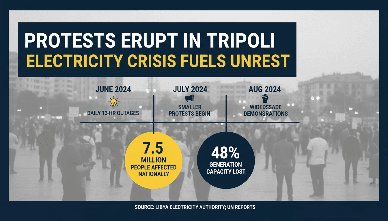 Protesters in Tripoli demanding better electricity services