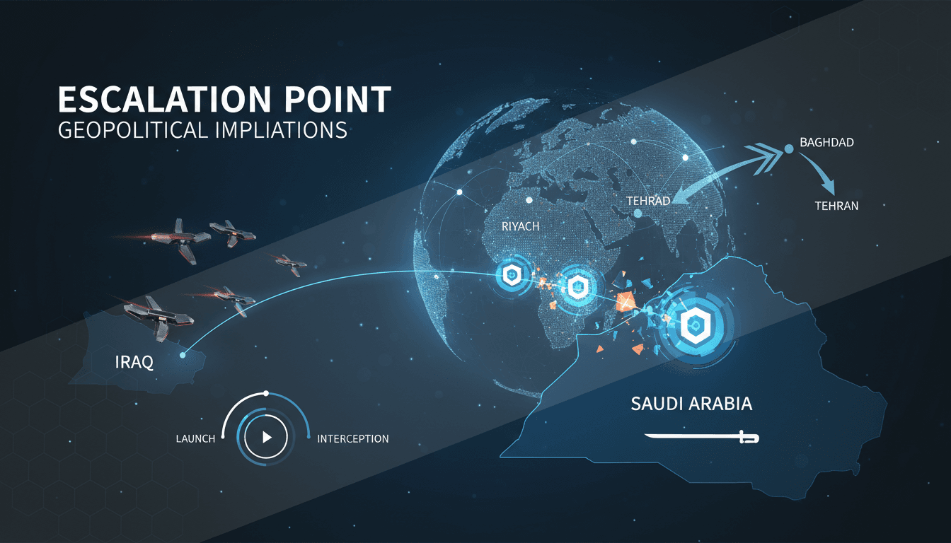 Saudi Arabia intercepts drones launched from Iraq in a display of military readiness.