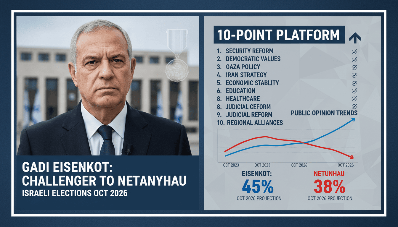 Gadi Eisenkot campaigning for the Israeli elections against Netanyahu