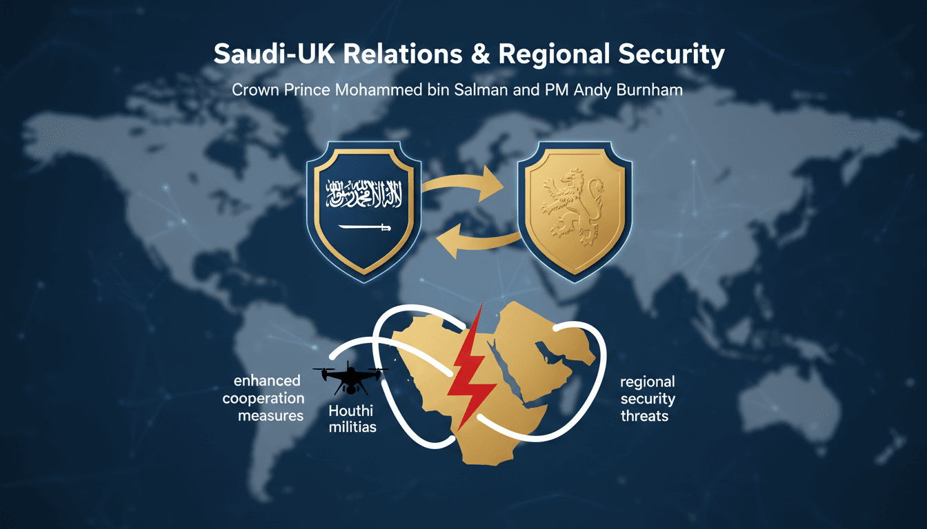 Saudi Crown Prince Mohammed bin Salman and UK Prime Minister Andy Burnham in discussion.