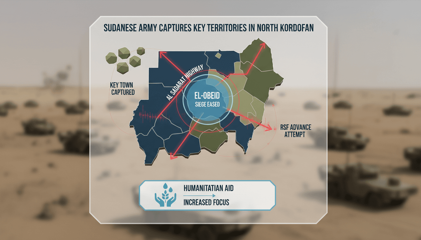 Map showing key territories captured by the Sudanese army in North Kordofan.