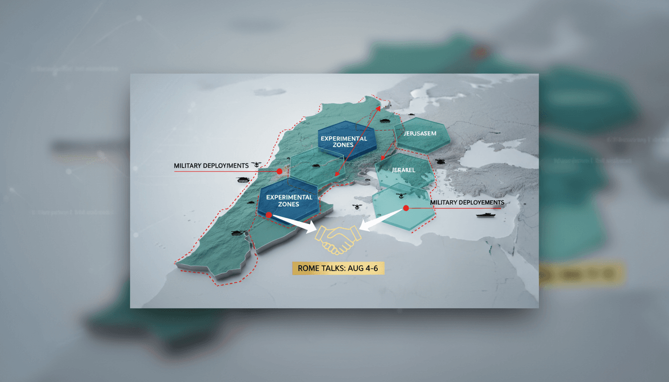 Map showing Lebanon and Israel with highlighted negotiation zones.