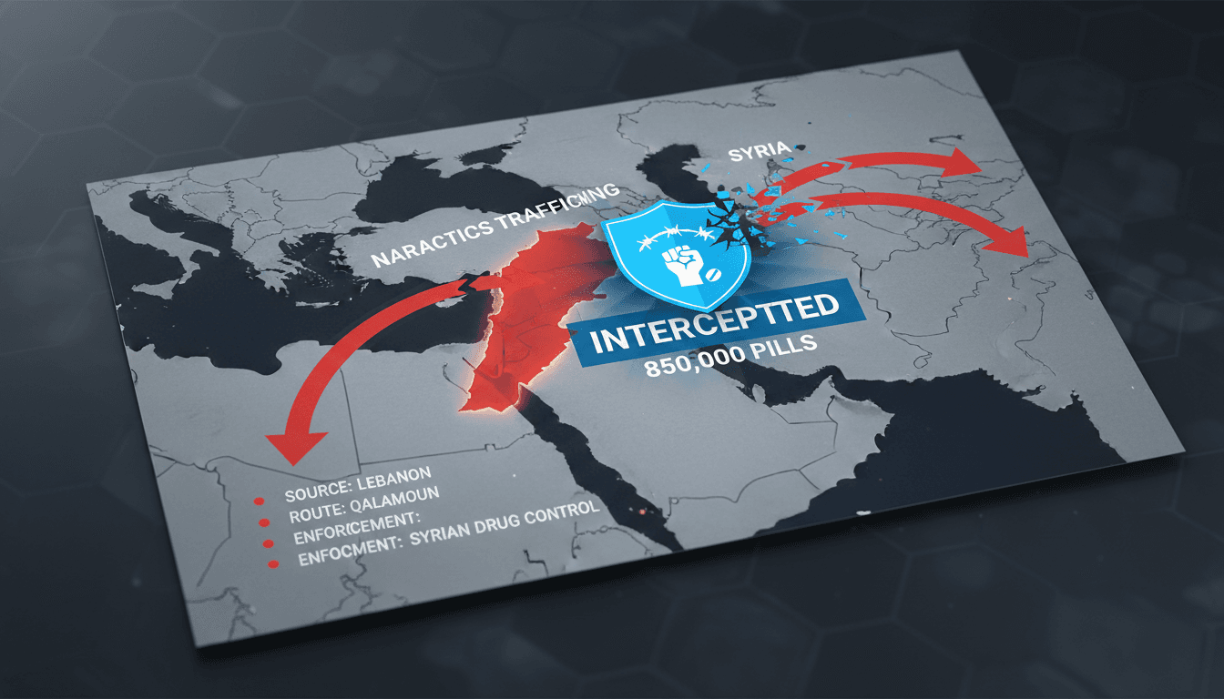 Syrian authorities intercepting a large shipment of narcotic pills.