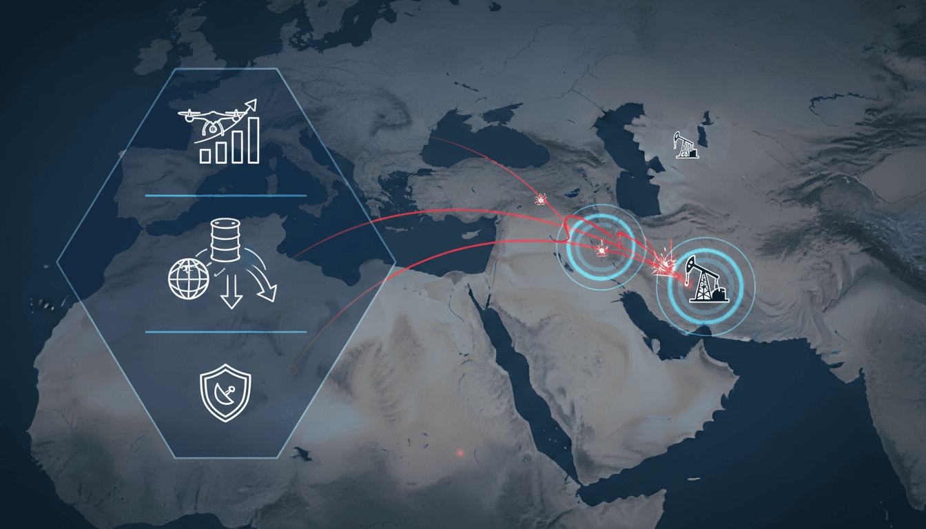 Saudi air defense intercepting drones targeting oil facilities