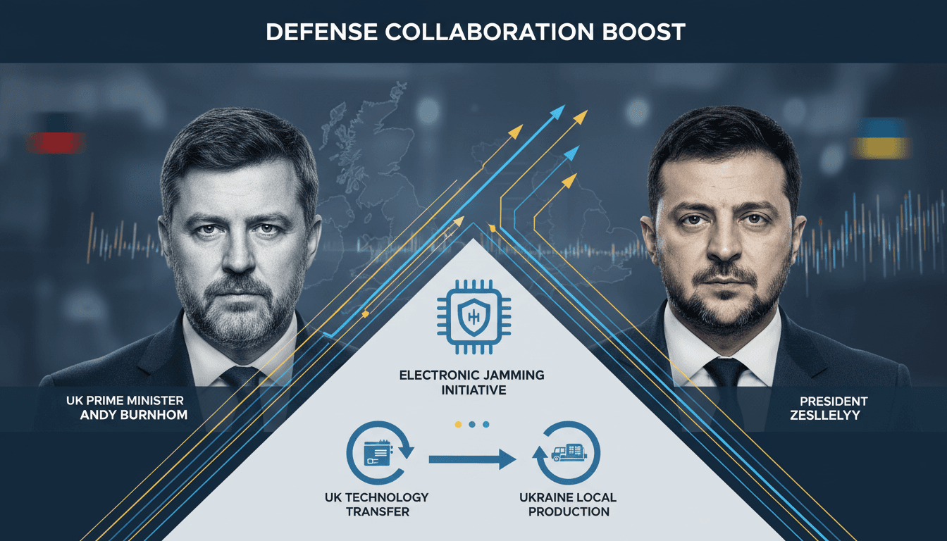 UK Prime Minister Andy Burnham and Ukrainian President Zelenskyy during their meeting in Portsmouth.