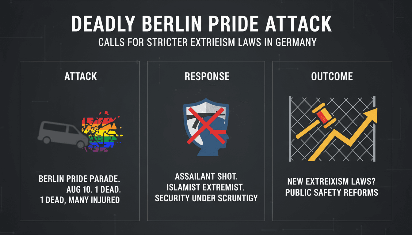 Deadly attack at Berlin Pride parade sparks calls for stricter extremism laws in Germany