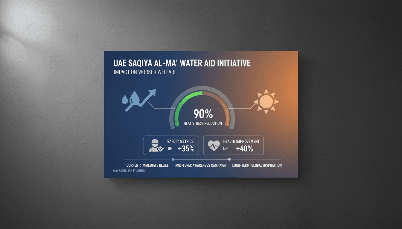 Workers receiving water aid during summer heat in the UAE